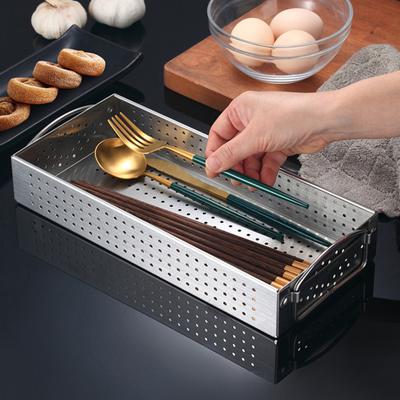 Metal Wire Case Box Tableware Hollow Out Fork Quick Drainage Chopsticks Spoon Storage Drain Stainless Stationery Drawer Organizer