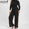 QICED L-5XL Damenmode Lässige Einfarbig Bedruckte Hosen & Caprihosen
