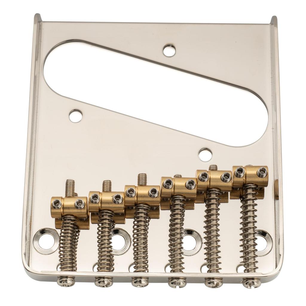 Musiclily Pro Vintage Telecaster Barrel Brass Steel Nickel Plate for Squier Import Tele Electric Guitars 10.8mm Bridge, 6-Way Saddle, Plate,
