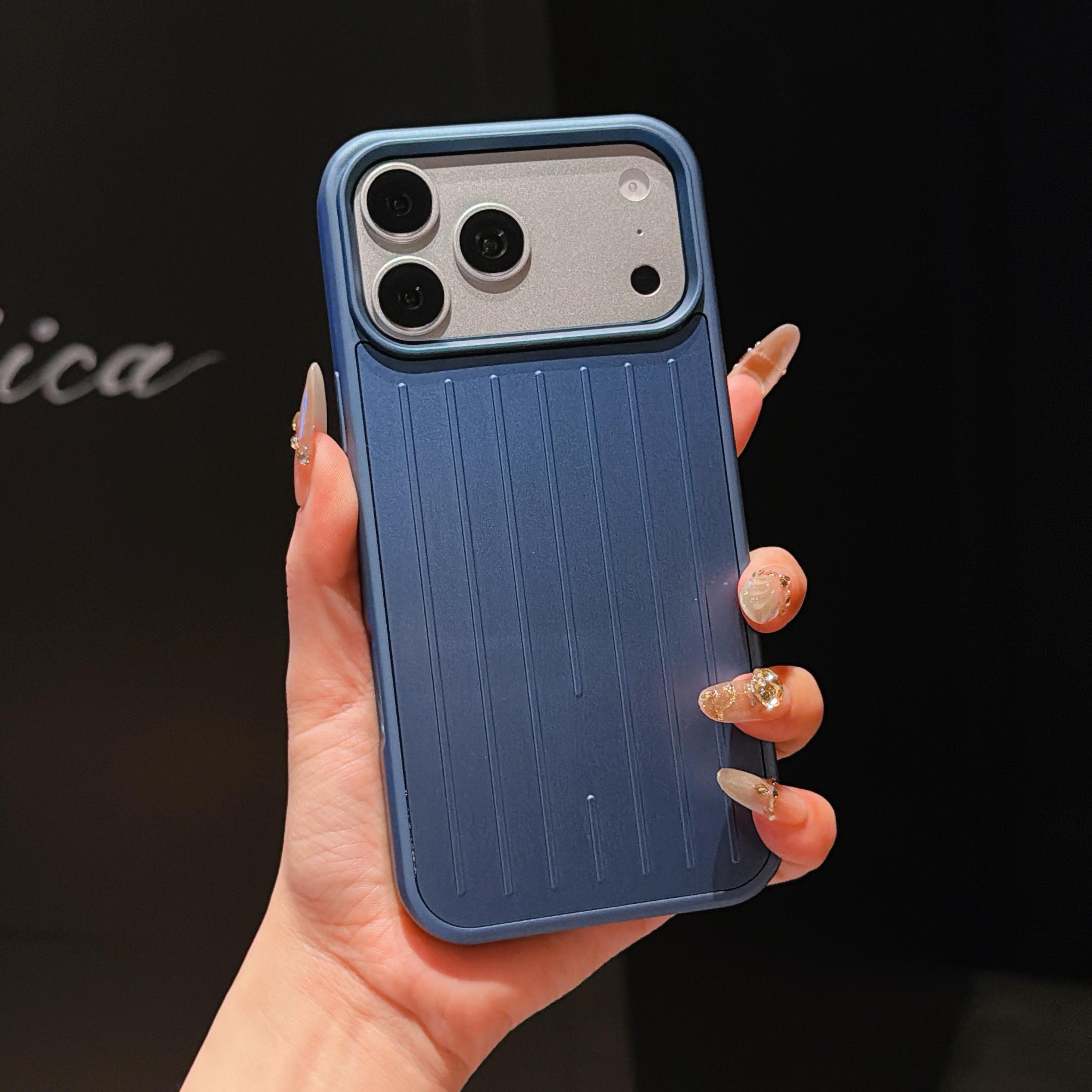 

Розкішний чохол-багаж для iPhone 17 Pro Max 16 15 14 13 з алюмінієвого сплаву, протиударний, захисний iPhone 13 синій