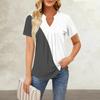 Maglietta da donna a maniche corte, casual, con scollo a V, pieghe sul petto, stampata e ampia