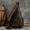 Men'S Retro Leather Breast Bag Crazy Horse Leather Multi-Functional Backpack Large Capacity Messenger Bag Cowhide Shoulder Bag Men'S Bag