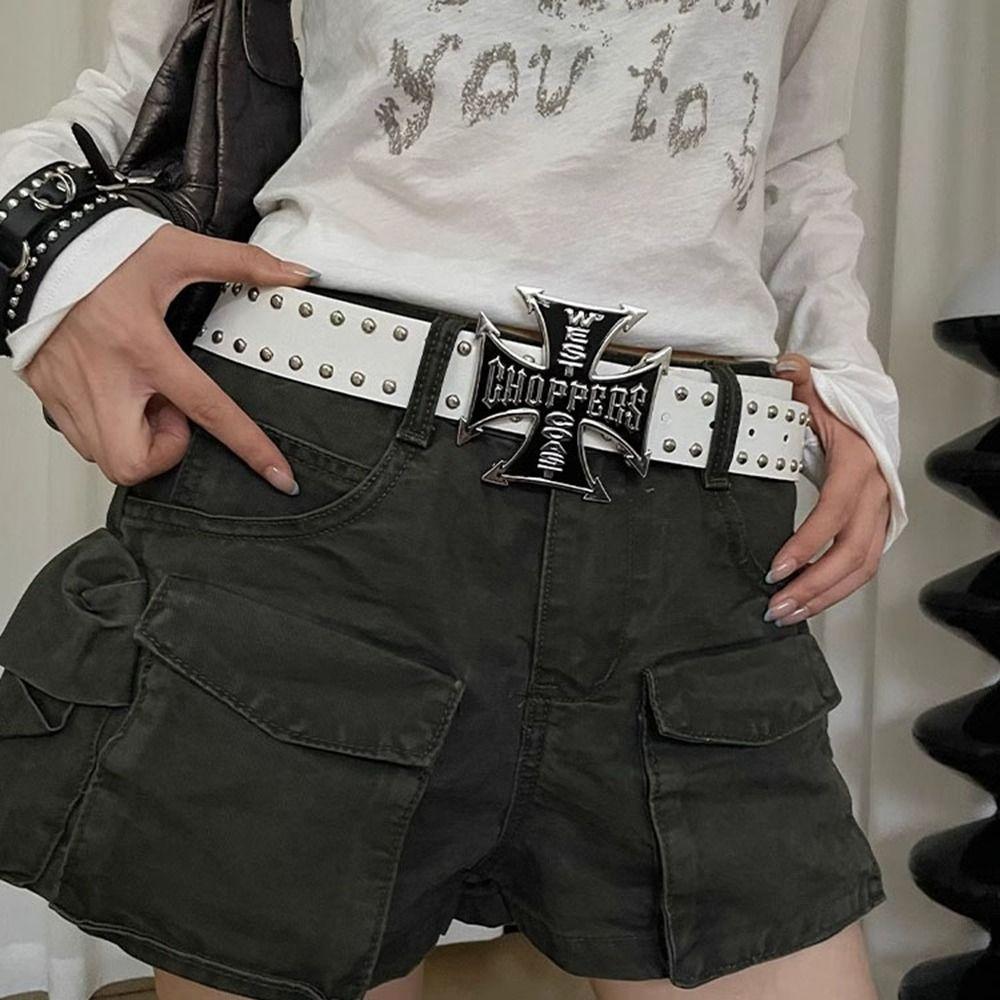 Y2k Cross Belt Bohemian Pu Waistbands Trendy Rivet Belt Dress Decoration