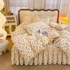 Pure Cotton Lace Flannel Bed Skirt Set - 3-Piece Student Dormitory Bedding
