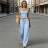 Women Backless Yoga Set Sleeveless Workout Top Short Pants Two Piece Outfit