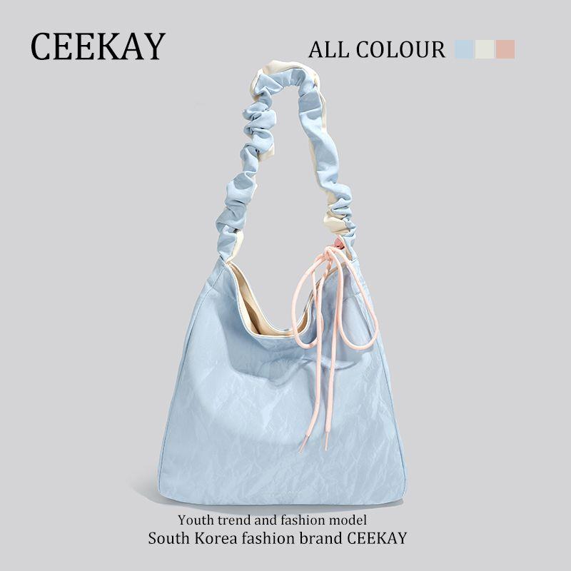 

Ceekay Original Niche Design Accessible Luxury Tote Bag Blue with white(Gift bag for the counter)