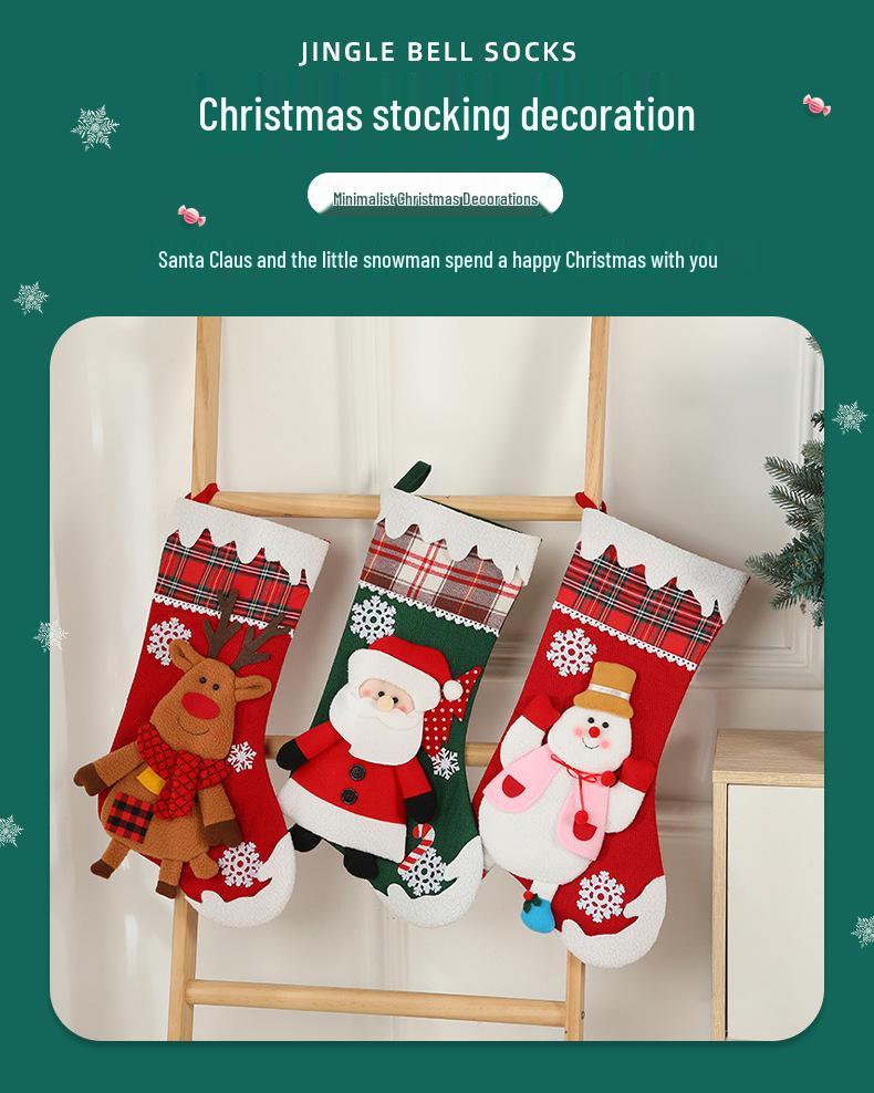 Christmas Cartoon Characters Window Hanging Ornament - Santa, Reindeer, Snowman Stocking & Gift Bag Decor