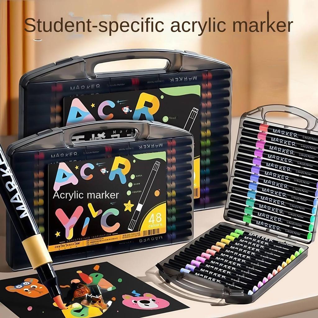 80/60/48/24/12 Colors Acrylic Marker Set for Wood Artists And DIY Enthusiasts Quick Dry Art Supplies for Illustration, Manga