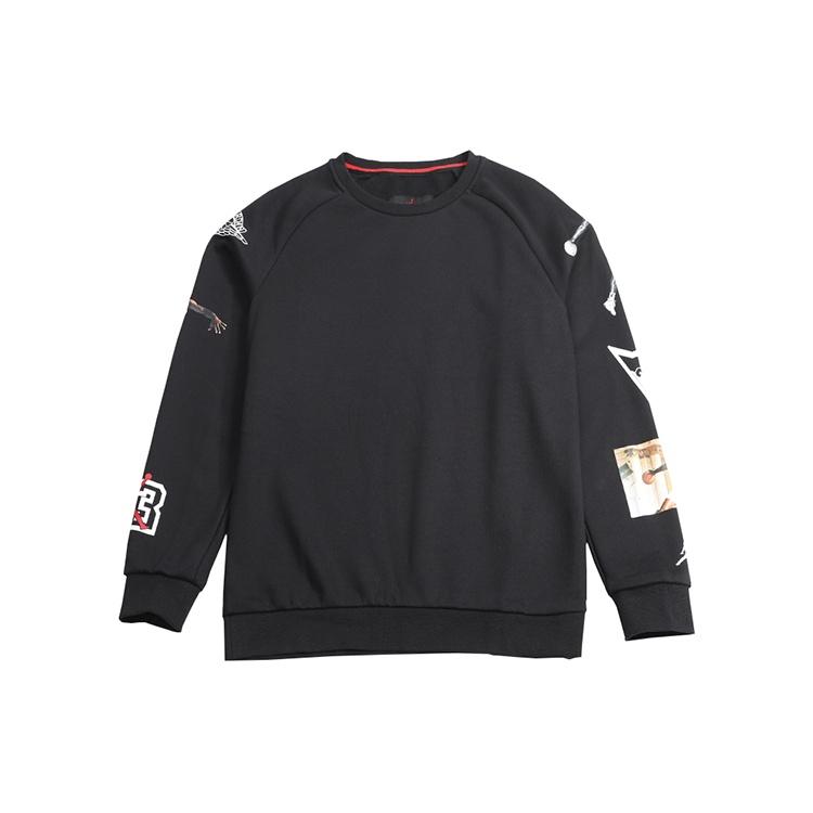 Air Jordan Printing Fleece Lined Athleisure Casual Sports Pullover Black Men s CD5872-010 M