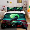 Raven On Skull with Roses Bedding Duvet Cover Set  (1*Duvet Cover 2*Pillowcases, Without Duvet Insert)