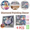 4PCS Fairy Girl Crystal Craft 5D Resin DIY Special Shape Crystal Partial Diamond Painting Kit 30x30cm Character Series Artwork