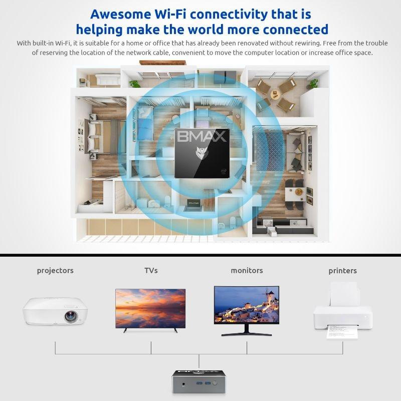 BMAX B3 Mini PC All In One Desktop Intel  Core i3 5005U 8GB LPDDR4 128GB SSD Intel HD Graphics 500