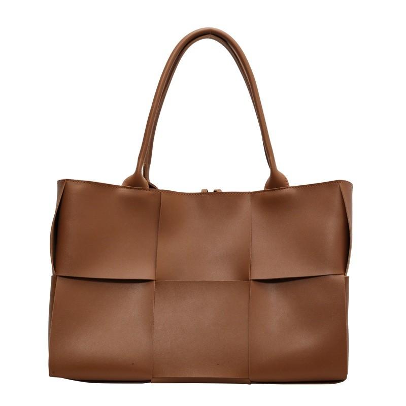 Color Solid Simple Large Capacity Women Casual Woven Tote Bag For Use Daily