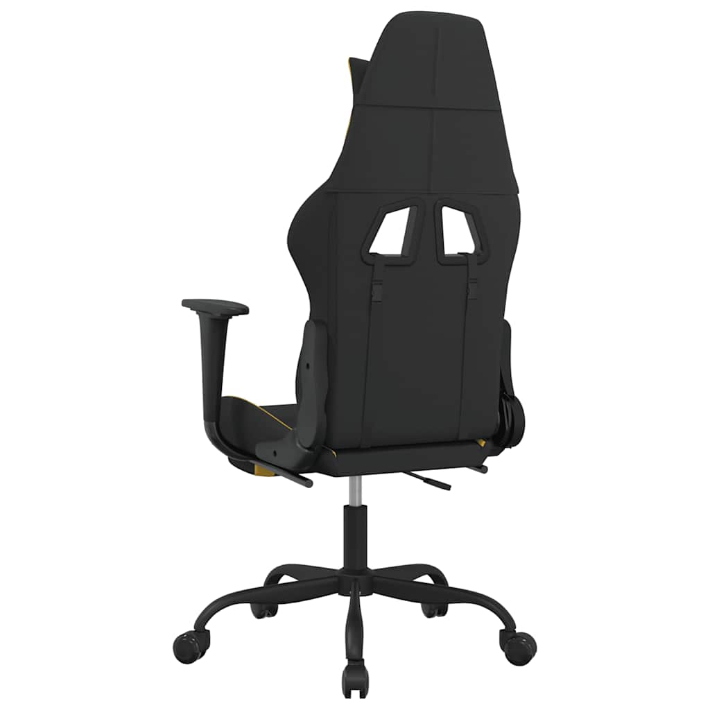 Gaming Chair with Massage Function and Footrest Black and Yellow Fabric