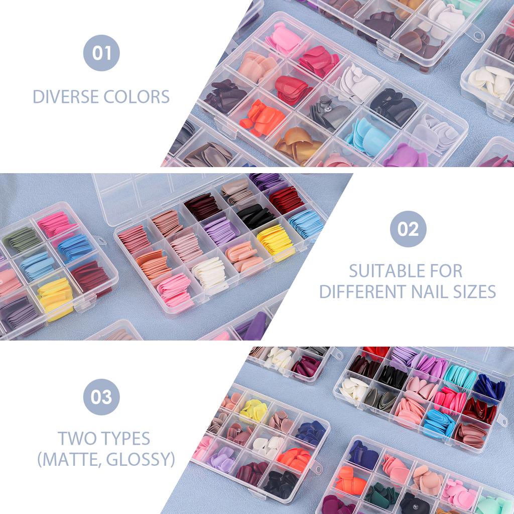 Fake Nails Acrylic Nail Tips Square/Almond/Stilettos/Coffin False Nails 360pcs Full Cover Artificial Nails with Case