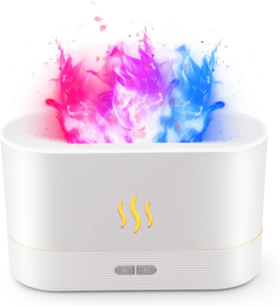 Aroma Diffuser Air Humidifier Ultrasonic Cold Mist Atomizer Led Essential Oil Simulation Seven Color Flame Lamp Diffuser Bedroom