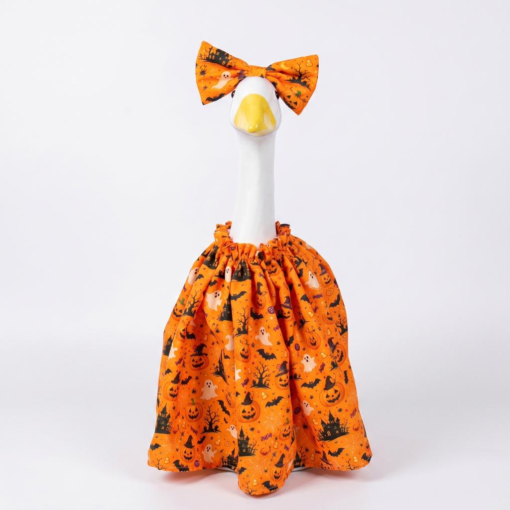 Halloween Themed Skirt and Bow Set Elastic Waistband Printed Fabric Creative Costume Outfit for Girls and Toddlers Suitable for Seasonal Events