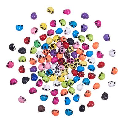 PH PandaHall Aproximativ 120 de mărgele din rășină cu craniu, mărgele sintetice turcoaz cu craniu, mărgele rotunde, accesorii, materiale pentru artizanat