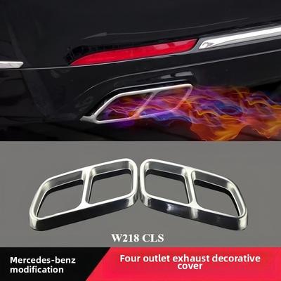 Car Quad Exhaust Tip Trim Stainless Steel for Mercedes‑Benz CLS W218 2012 2013 2014 2015 2016 2017
