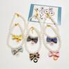 Pet Bowknot Adjustable Collar Cat Jewelry Pendant Princess Pearl Necklace Puppy Collar Decorative Dog Collar Accessories