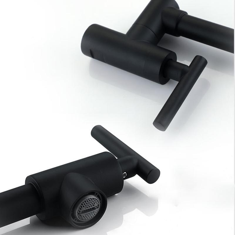 Baokemo Folding into the Wall Faucet 304 Stainless Steel Universal Rotation Faucet Kitchen Concealed Single Cold Faucet