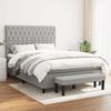 Bed with Mattress - Exclusive House - 140x190cm - Adjustable Headboard - Light Grey Fabric