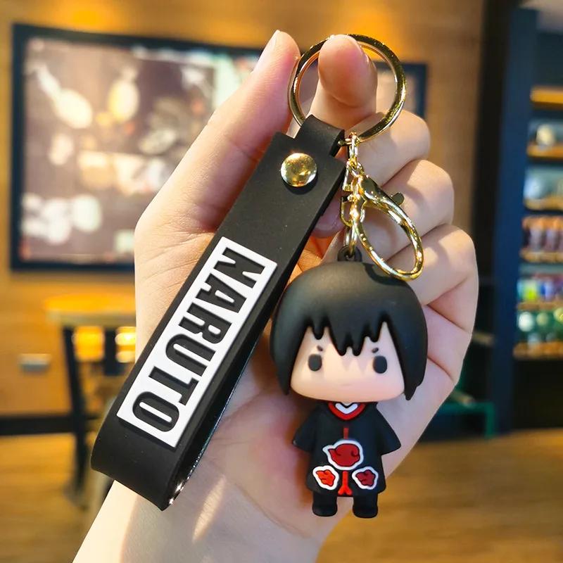 10pcs/set Anime Naruto Keychain Fashion Jewelry Cartoon Figure 7CM PVC Model Cartoon Bag Doll Pendant Toys Gift