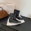2025 winter new round head belt buckle low slope heel low tube thin Martin fashion women's short boots