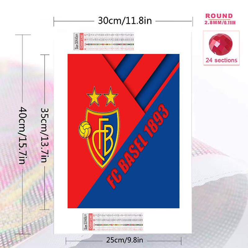 FC Basel Pattern 3pcs 100% Round Full Drill 5D DIY Diamond Painting Embroidery Cross Stitch Rhinestone Décor