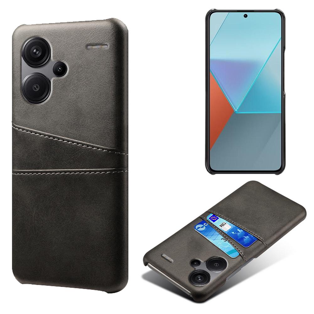 

For Xiaomi Redmi Note 13 Pro+ 5G Case Dual Card Slots PU+PC Slim Phone Cover Black