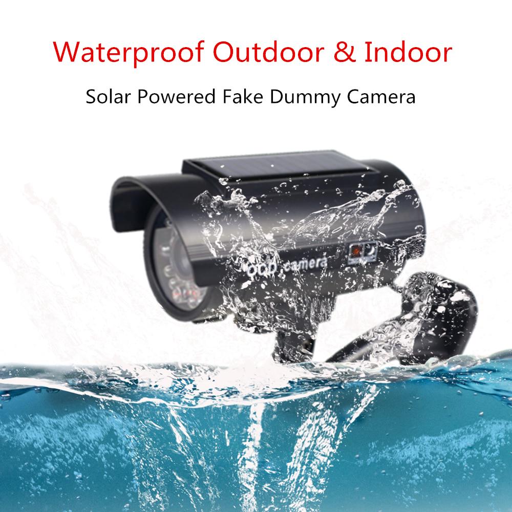 Fake Camera Solar Power Outdoor Simulation Dummy Camera Waterproof Security CCTV Surveillance Bullet With Flashing LED Light