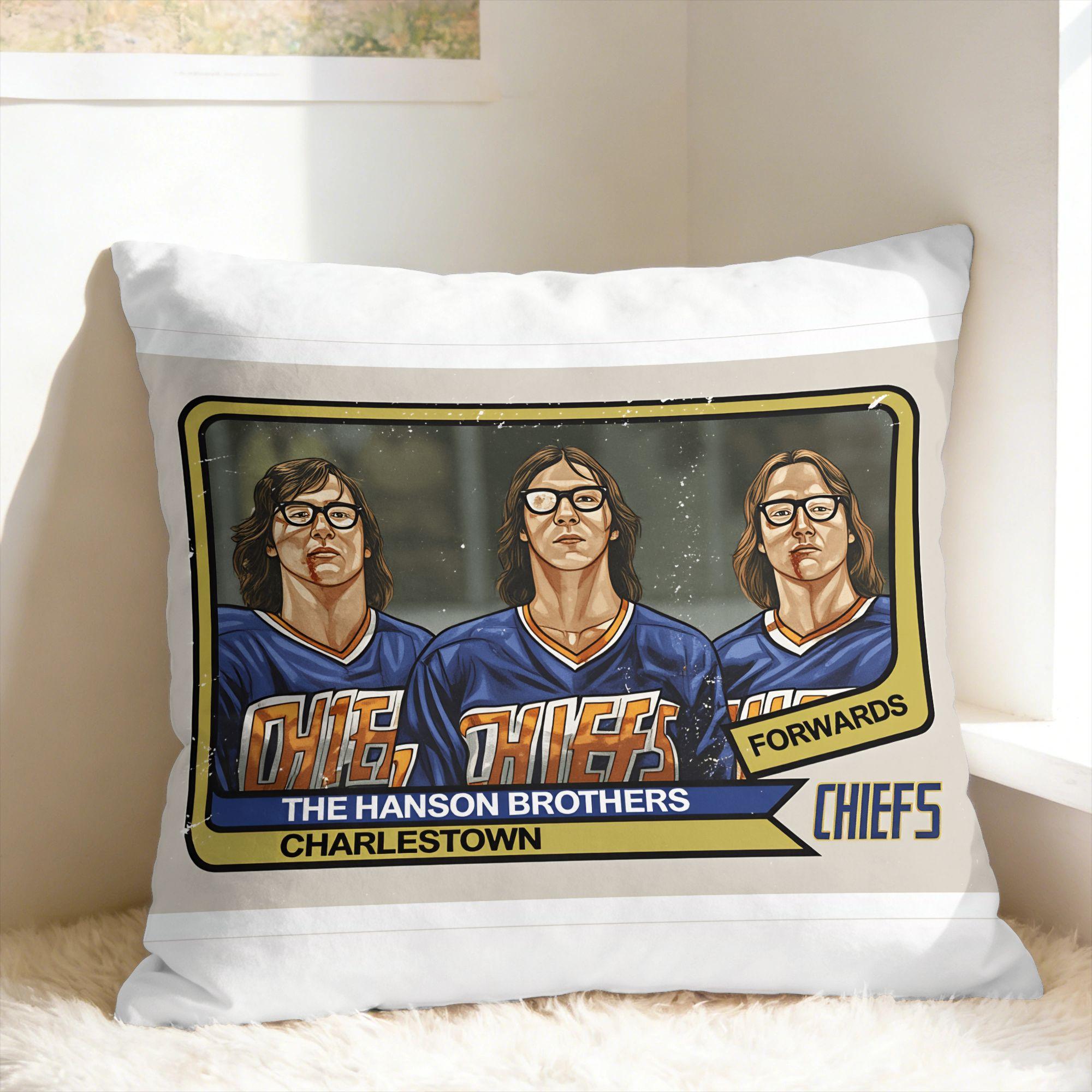 Fine Glasses Unisex Hanson Brothers Pillow Cover Hockey Card! Hockey Chiefs Vintage Pillow Case For Sofa Home Decor Cushion Cover Birthday Gift