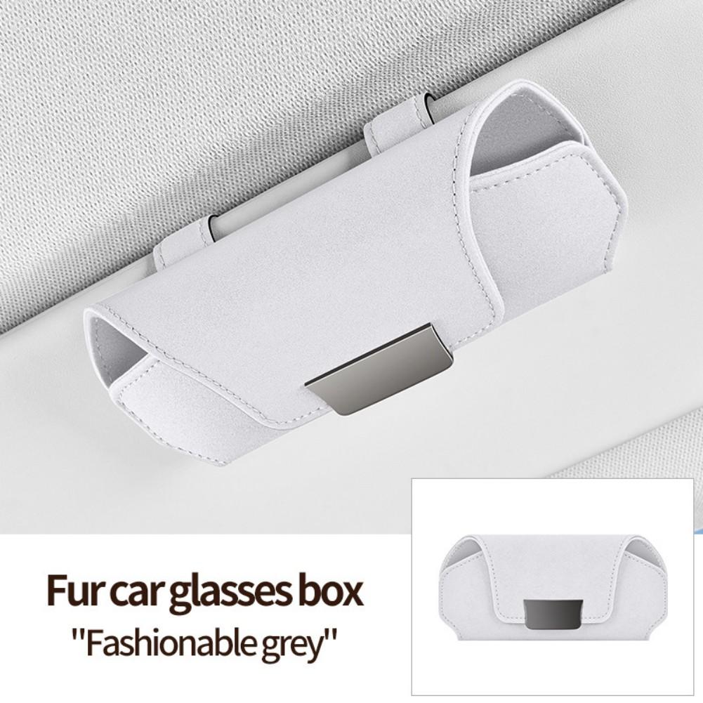 Sun Visor Eyewear Organizer Car Glasses Case with Magnetic Closure Made from Suede and Flannel for Secure Storage