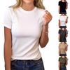 Women’s Casual Crew Neck Short Sleeve Pullover Top Ribbed Knit Lightweight Comfortable Shirt for Daily Wear