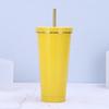 In Stock 304 Stainless Steel Straw Cup with Gold Rim - Portable Outdoor Thermos for Car Use