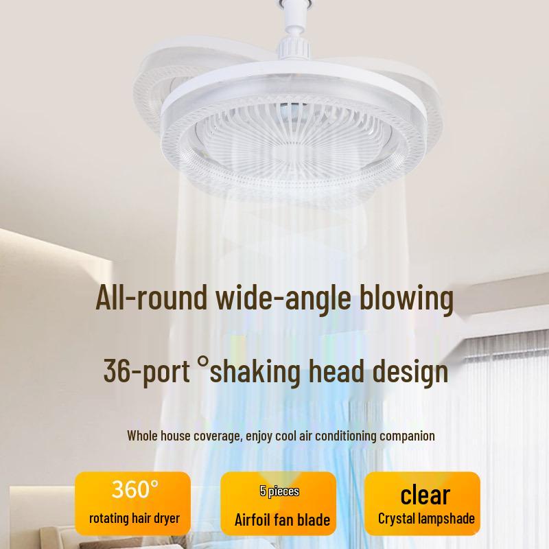 E27 Universal Crystal Fan Chandelier with Smart Remote Control for Home, Bedroom, Kitchen