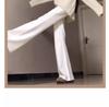 White-Gray High-Waisted Petite Micro-Flared Slimming Horseshoe Pants for Women, Spring/Autumn 2025 Collection