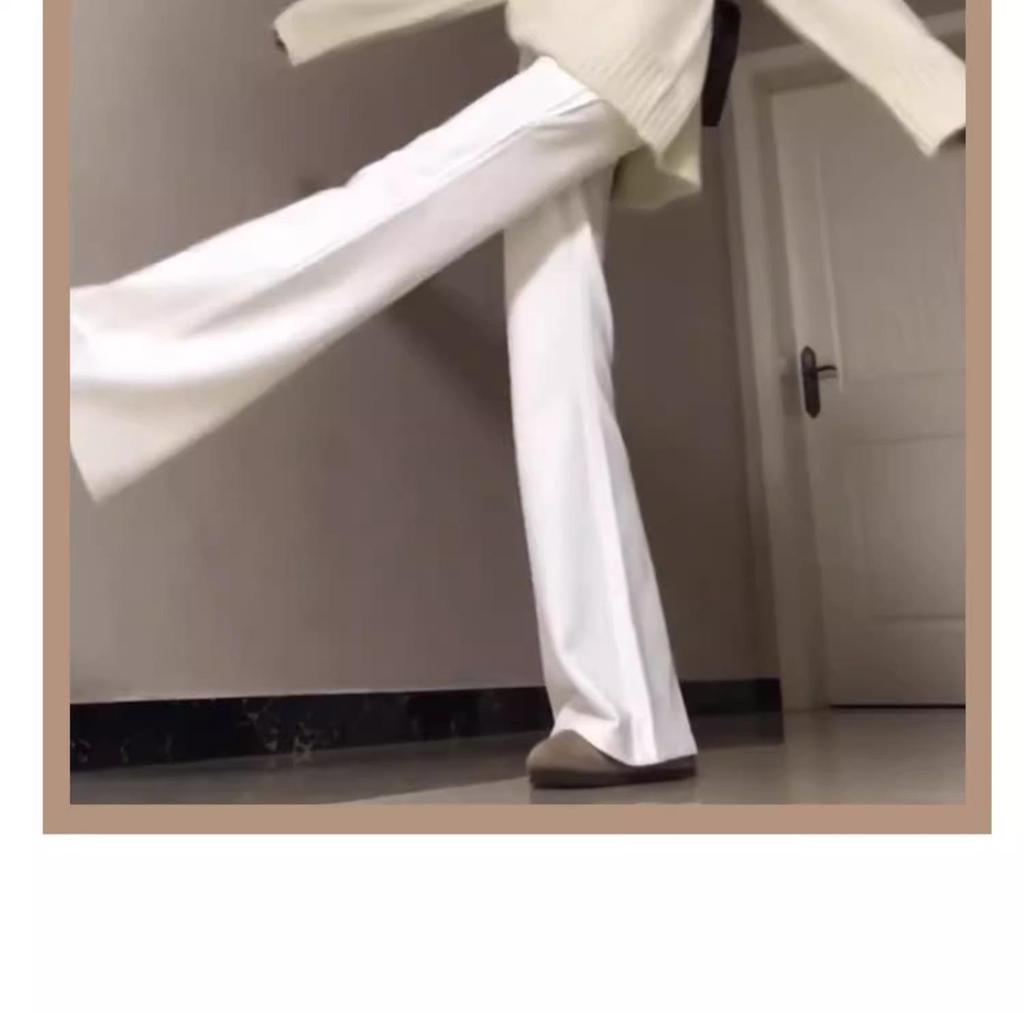 White-Gray High-Waisted Petite Micro-Flared Slimming Horseshoe Pants for Women, Spring/Autumn 2025 Collection