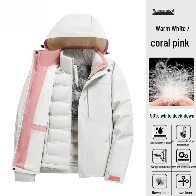 Women's 2024 Three-in-One Winter Hiking Windbreaker: Thickened, Warm, and Windproof Outdoor Jacket