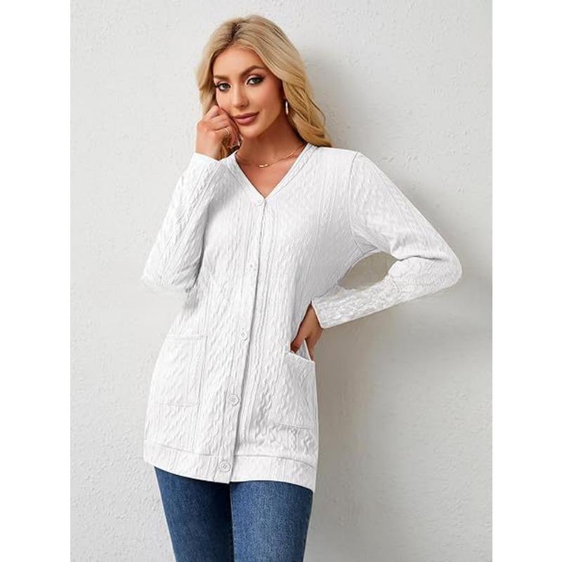 YYFS Women's Fashion Casual Fall Winter Solid Color Print Long Sleeve Sweaters