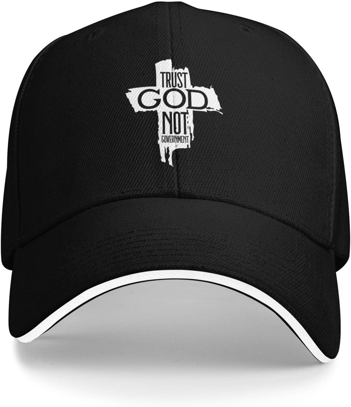 

Trust God Not Government Cross Print Baseball Cap Adjustable Polyester Sun Hat Unisex Outdoor Dad Hat One Size