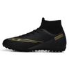 Football shoes high-top broken nails artificial turf leather feet men's and women's spikes competition student training shoes one piece 2025