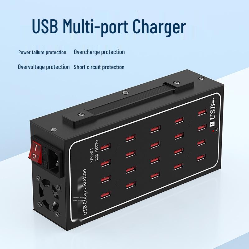 Premium Aluminum Alloy Multi-Port Charger – 10 To 60 Ports, 300W Power Supply.