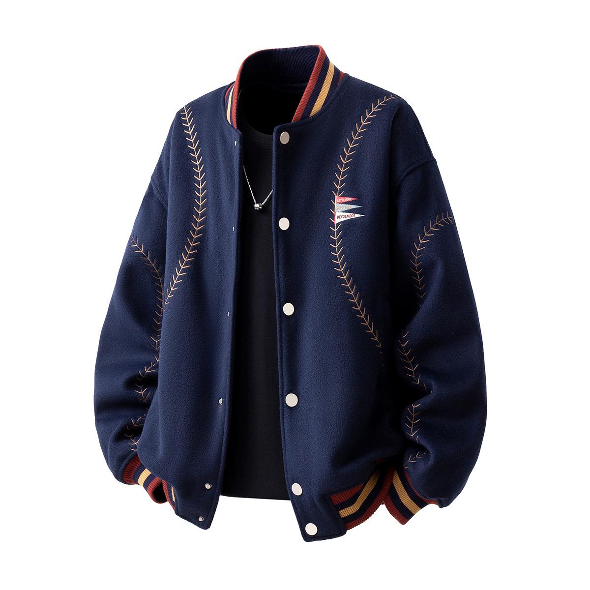

Men s and Women s American Style Quilted Woolen Baseball Jacket - Thickened Cotton Winter Outerwear L зелений
