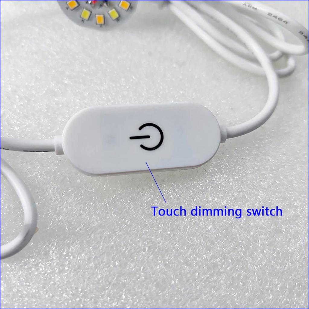 1.5m Line Length Lamp Plate DC 5V USB LED Lights 3 Colors 3W 5W Touch Switch Dimmable Bedroom Reading Night Light Accessories