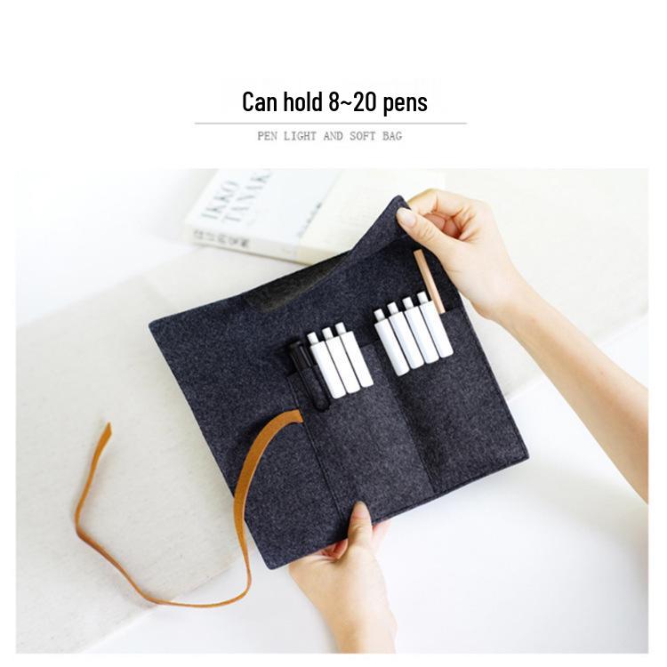 Simple Round Felt Pencil Case – Art Stationery Storage Pouch