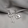 Dongdaemun Same Earrings Asymmetrical Chain Earrings Design Sense Cold Wind Small Lock Key Stud Earrings Earrings
