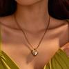GEMCHIC Women's Heart Pendant Necklace Stainless Steel Cubic Zirconia Geometric Chain Choker Fashion Jewelry Gift