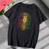 T-shirt Leone Rasta Giuda Cuffie Rastafariano Giamaicano Zion Uomo Cotone di Alta Qualità Canottiera Casual Traspirante Abbigliamento Street