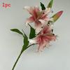Long Pu Fourhead Lilies Artificial Flower Bouquet For Wedding And Home Decor